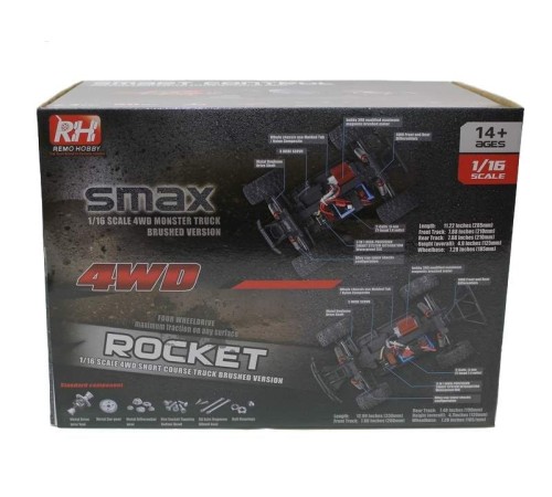 Радиоуправляемый шорт-корс Remo Hobby Rocket Brushless UPGRADE (красный) 4WD 2.4G 1/16 RTR