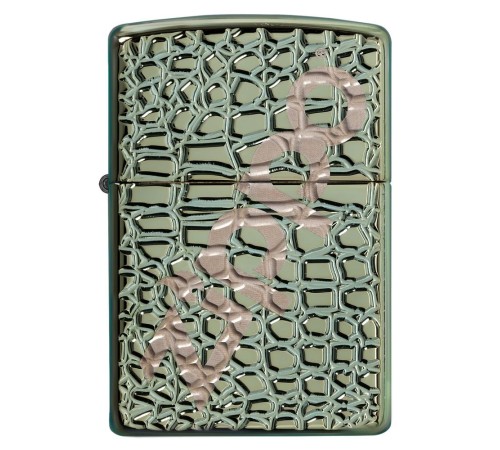 Зажигалка ZIPPO Armor™ с покрытием Chameleon™, латунь/сталь, зелёная, глянцевая, 38x13x57 мм