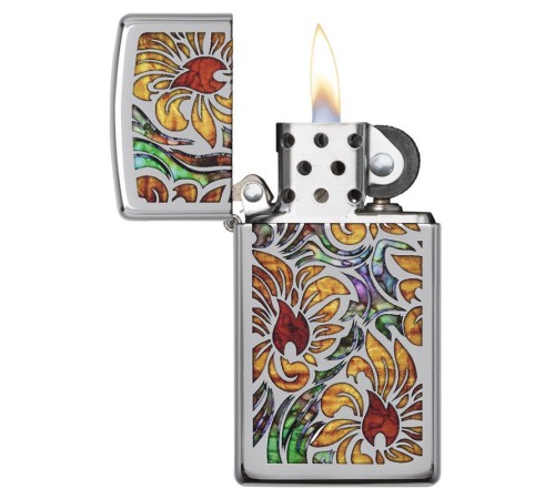 Зажигалка ZIPPO Slim® с покрытием High Polish Chrome, латунь/сталь, серебристая, 29x10x60 мм