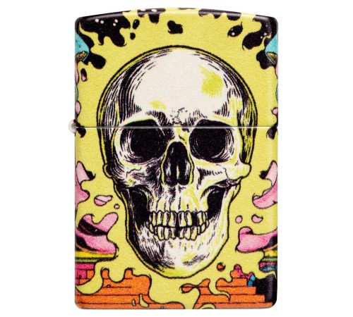 Зажигалка ZIPPO Skull Design с покрытием Glow In The Dark Green,латунь/сталь,разноцветная38x13x57 мм