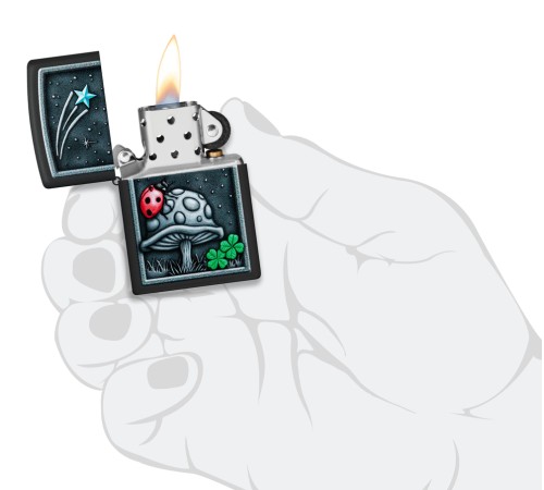 Зажигалка ZIPPO Ladybug Design с покрытием Black Matte, латунь/сталь, черная, матовая, 38x13x57 мм
