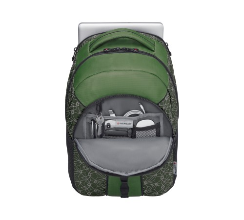 Рюкзак WENGER Sun 16'', зеленый со светоотражающим принтом, полиэстер, 35x27x47 см, 27 л