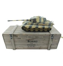 Радиоуправляемый танк Torro King Tiger 1/16, ВВ-пушка, дым, деревянная коробка V3.0 2.4G RTR