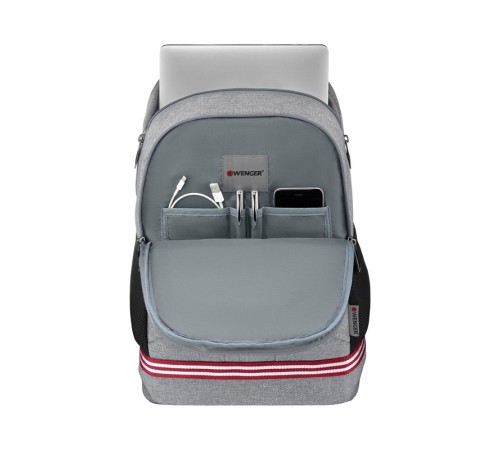 Рюкзак WENGER Collegiate Quadma 16”, серый, 100% полиэстер, 33х17х43 см, 22 л