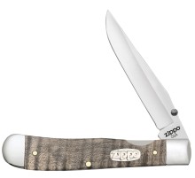 Нож перочинный ZIPPO Natural Curly Maple Wood Trapperlock, 105 мм, бежевый + ЗАЖИГАЛКА ZIPPO 207