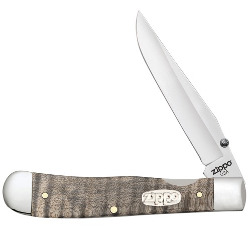 Нож перочинный ZIPPO Natural Curly Maple Wood Trapperlock, 105 мм, бежевый + ЗАЖИГАЛКА ZIPPO 207