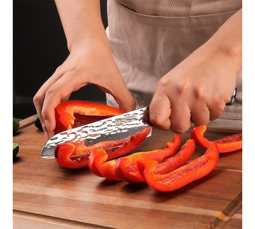 Нож сантоку из дамасской стали Keemake 5 Inch Santoku Knife, синий