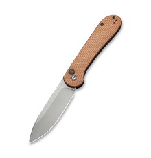 Складной нож CIVIVI Button Lock Elementum 14C28N Steel Gray Stonewashed Handle Brown Micarta