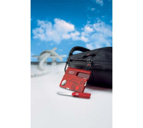 Швейцарская карточка VICTORINOX SwissCard Lite, 13 функций, полупрозрачная красная