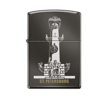 Зажигалка ZIPPO Ростральная колонна, с покрытием Black Ice®, латунь/сталь, чёрная, 38x13x57 мм