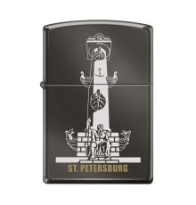 Зажигалка ZIPPO Ростральная колонна, с покрытием Black Ice®, латунь/сталь, чёрная, 38x13x57 мм