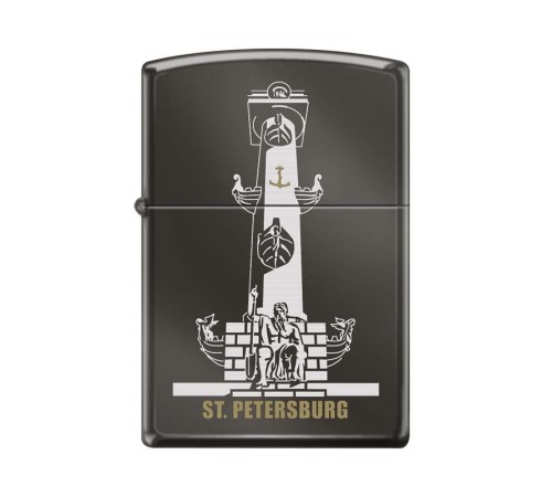 Зажигалка ZIPPO Ростральная колонна, с покрытием Black Ice®, латунь/сталь, чёрная, 38x13x57 мм