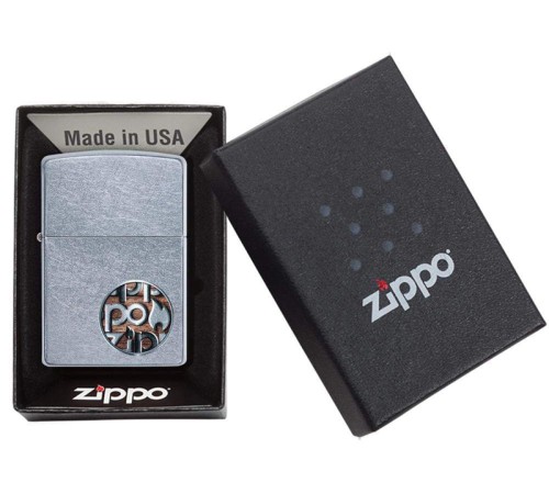 Зажигалка ZIPPO Button с покрытием Street Chrome™, латунь/сталь, серебристая, матовая, 38x13x57 мм
