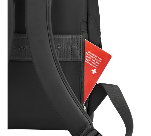 Рюкзак VICTORINOX Victoria Signature Compact Backpack, черный, нейлон/кожа, 30x16x38 см