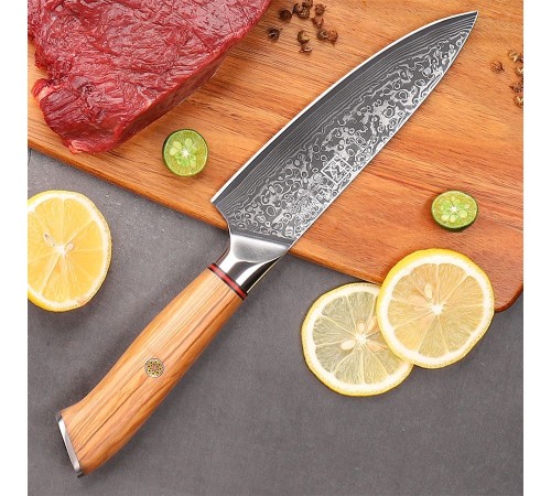 Нож шеф-повара из дамасской стали Keemake 6,5 Inch Chef Knife Phoenix, бежевый