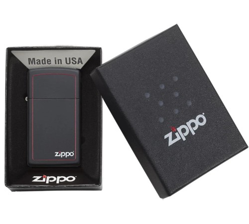 Зажигалка ZIPPO Slim® с покрытием Black Matte, латунь/сталь, чёрная, матовая, 29x10x60 мм
