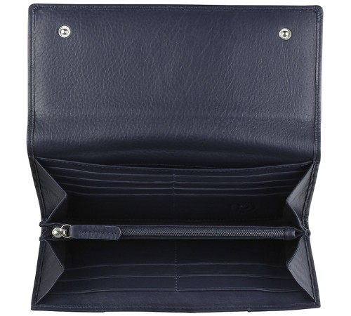 Кошелёк женский BUGATTI Lady Top, тёмно-синий, натуральная воловья кожа, 20х2,5х10,5 см