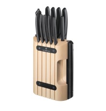 Набор из 11 кухонных ножей VICTORINOX, чёрная рукоять, в подставке из бука высотой 35,5 см