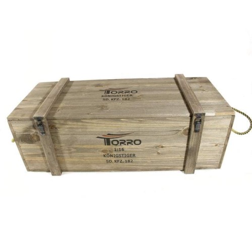 Р/У танк Torro King Tiger (башня Henschel) 1/16 2.4G, ИК-пушка, деревянная коробка