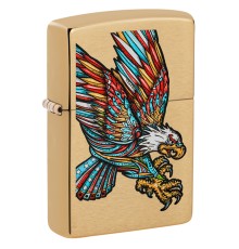 Зажигалка ZIPPO Tattoo Eagle с покрытием Brushed Brass, медь/сталь, золотистая, матовая, 38x13x57 мм