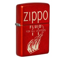 Зажигалка ZIPPO Retro с покрытием Metallic Red, латунь/сталь, красная, 38x13x57 мм