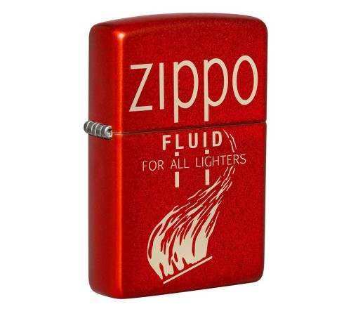 Зажигалка ZIPPO Retro с покрытием Metallic Red, латунь/сталь, красная, 38x13x57 мм