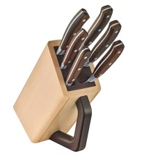 Набор из 6 кованых кухонных приборов VICTORINOX: 5 ножей и вилка, в подставке из бука