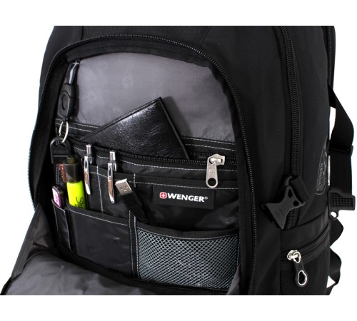 Рюкзак WENGER, 15”,чёрный/синий, полиэстер 900D/рипстоп, 36x19x47 см, 32 л