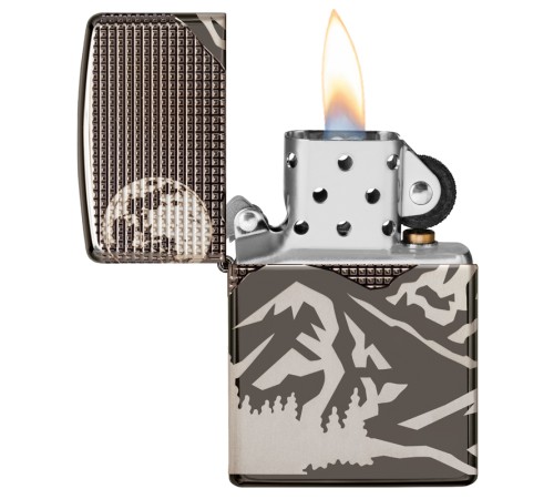 Зажигалка ZIPPO Armor™ с покрытием High Polish Black Ice®, латунь/сталь, чёрная, 38x13x57 мм