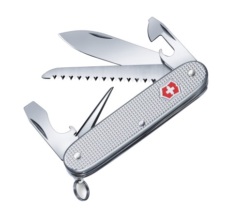 Нож перочинный VICTORINOX Farmer X Alox, 93 мм, 10 функций, алюминиевая рукоять, серебристый