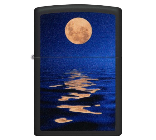 Зажигалка ZIPPO Moon Sunset с покрытием Black Light, латунь/сталь, чёрная, матовая, 38x13x57 мм