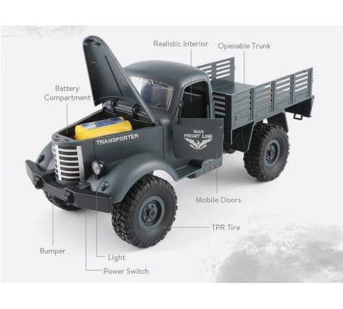 Радиоуправляемая машина JJRC Q60 Transporter (зеленый) 6WD 2.4G 1/16 RTR