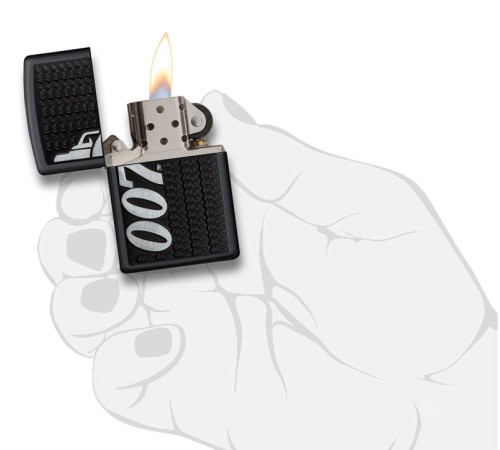 Зажигалка ZIPPO James Bond 007™ с покрытием Black Matte, латунь/сталь, чёрная, матовая, 38x13x57 мм