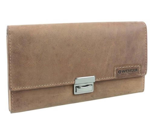 Портмоне WENGER Wildspitz, коричневый, кожа нубук, 17,5×3×9,5 см