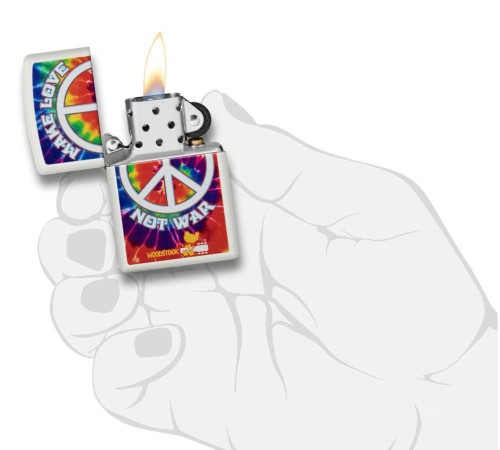 Зажигалка ZIPPO Woodstock® с покрытием White Matte, латунь/сталь, белая, матовая, 38x13x57 мм