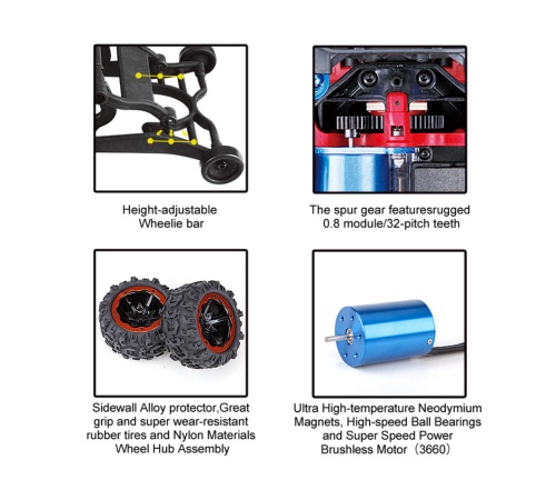 Радиоуправляемый монстр Remo Hobby Dinosaurs Master Brushless UPGRADE (красный) 4WD 2.4G 1/8 RTR