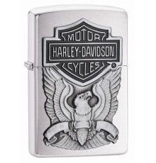 Зажигалка ZIPPO Harley-Davidson®, с покрытием Brushed Chrome, латунь/сталь, серебристая, 38x13x57 мм