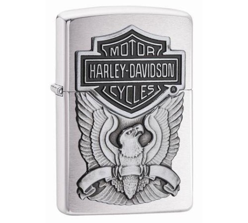 Зажигалка ZIPPO Harley-Davidson®, с покрытием Brushed Chrome, латунь/сталь, серебристая, 38x13x57 мм