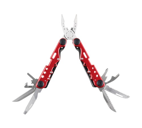 Мультитул Stinger, 105x40 мм, 13 функций, сталь, красно-серебристый, в комплекте нейлоновый чехол