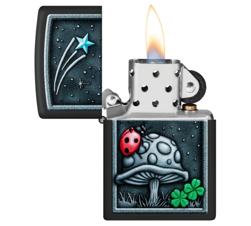 Зажигалка ZIPPO Ladybug Design с покрытием Black Matte, латунь/сталь, черная, матовая, 38x13x57 мм