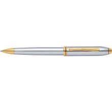 Шариковая ручка Cross Townsend. Цвет - серебристый с золотистой отделкой.