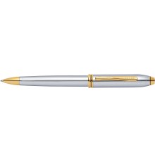 Шариковая ручка Cross Townsend. Цвет - серебристый с золотистой отделкой.