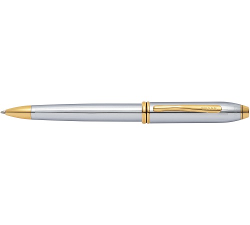 Шариковая ручка Cross Townsend. Цвет - серебристый с золотистой отделкой.