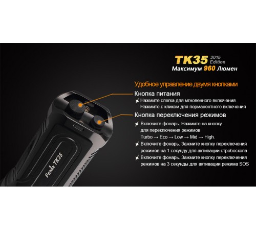 Фонарь Fenix TK35 (2015 Edition) Cree XM-L2 (U2) LED, TK352015L2U2