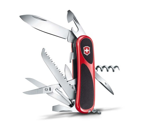 Нож перочинный VICTORINOX Evolution S17, 85 мм, 15 функций, с фиксатором лезвия, красный с чёрным