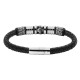 Браслет ZIPPO Five Charms Leather Bracelet, с шармами, чёрный, кожа/нержавеющая сталь, 22 см