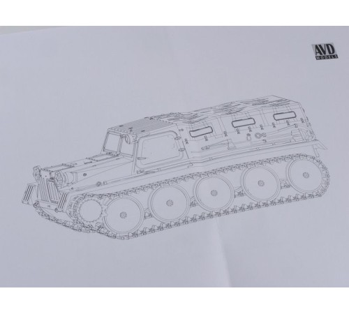 Сборная модель AVD Гусеничный транспортёр-снегоболотоход (ГТ-С), 1954 г., 1/43