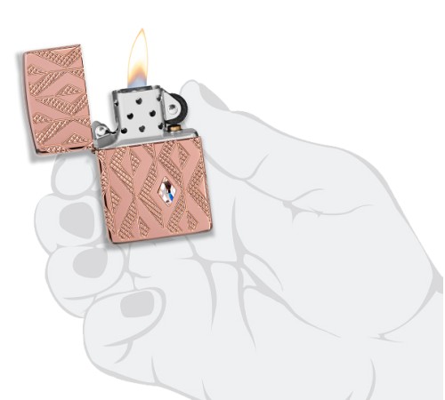 Зажигалка ZIPPO Armor® Geometric с покрытием Rose Gold, латунь/сталь, розовое золото, 38x13x57 мм