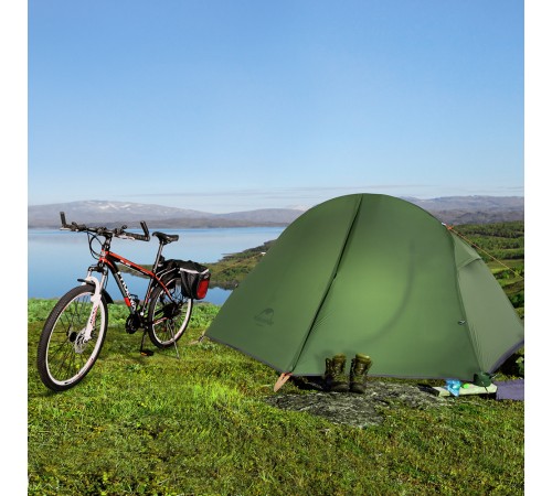 Палатка 1-местная Naturehike сверхлегкая + коврик NH18A095-D, 20D, зеленый, 6927595735671