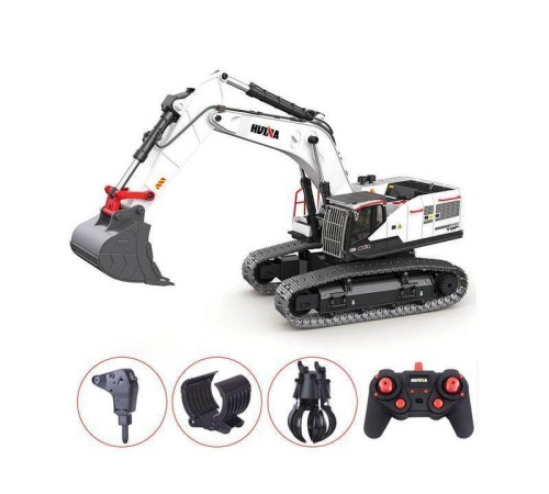 Радиоуправляемый экскаватор HUI NA TOYS, серый 2.4G 22CH 1/14 RTR